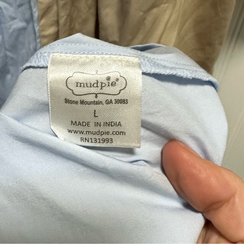 Mud Pie Hutton Two-Tone Cut Out Midi Dress in Blue and Tan Sz L NWT - Picture 12 of 12